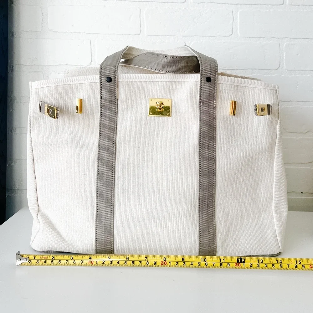 Canvas & Grey Tote – Neutral Minimal Carryall NEW & Ready to Ship